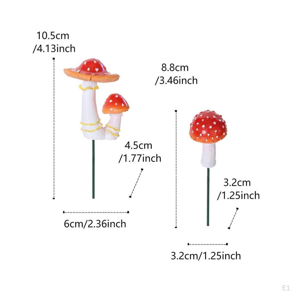 2 Pieces Glow Mushrooms Garden Stake Whimsical HandPainted Yard Decoration for