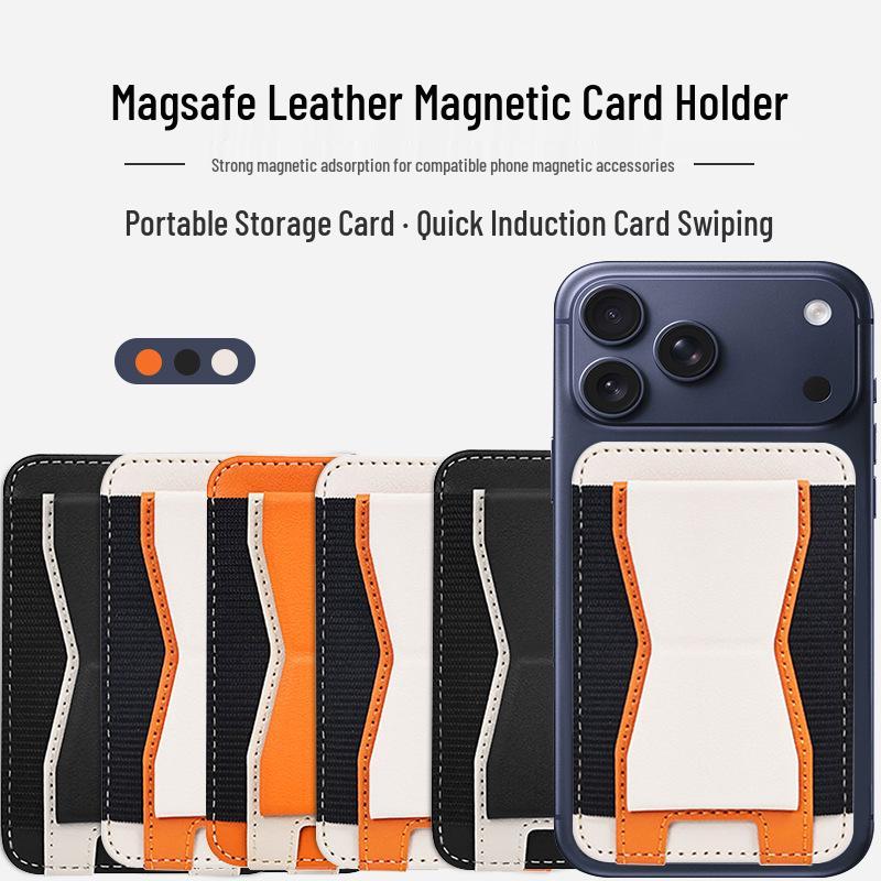 Magnetic Card Holder PU Leather Phone Stand Compatible with MagSafe