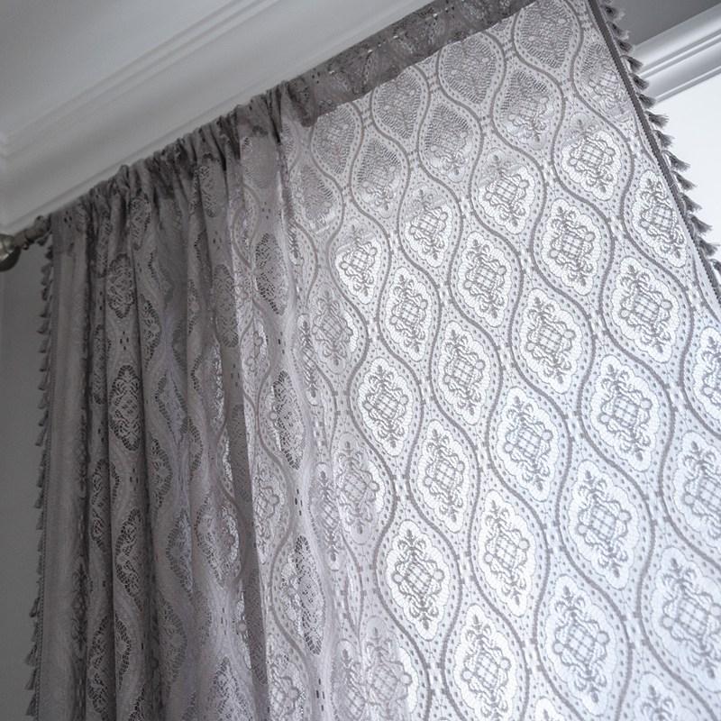 Home Life Decor Valance Curtain Grey Jacquard Translucent American Rural Semi-shading Living Room Balcony Bedroom Drapes