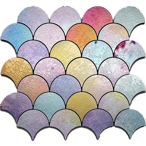 1Pcs Fan Shape Mosaic Ceramic Personality DIY Background Wall Bathroom Homestay Pool Kitchen Bathroom Wall Paper Home Decoration