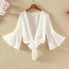 Moda Estate Piccolo Sciarpa Donna Estate Scollo a V Profondo Sottile Canotta Cardigan Camicia Top Elegante Ampio Traspirante Chiffon Abbigliamento Protezione Solare