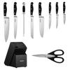 Kitchen Knife Set with Block and Sharpener, 15 Piece High Carbon Stainless Steel Sharp Knife Set, Kitchen Cutlery with Crack-Resistant Handle,