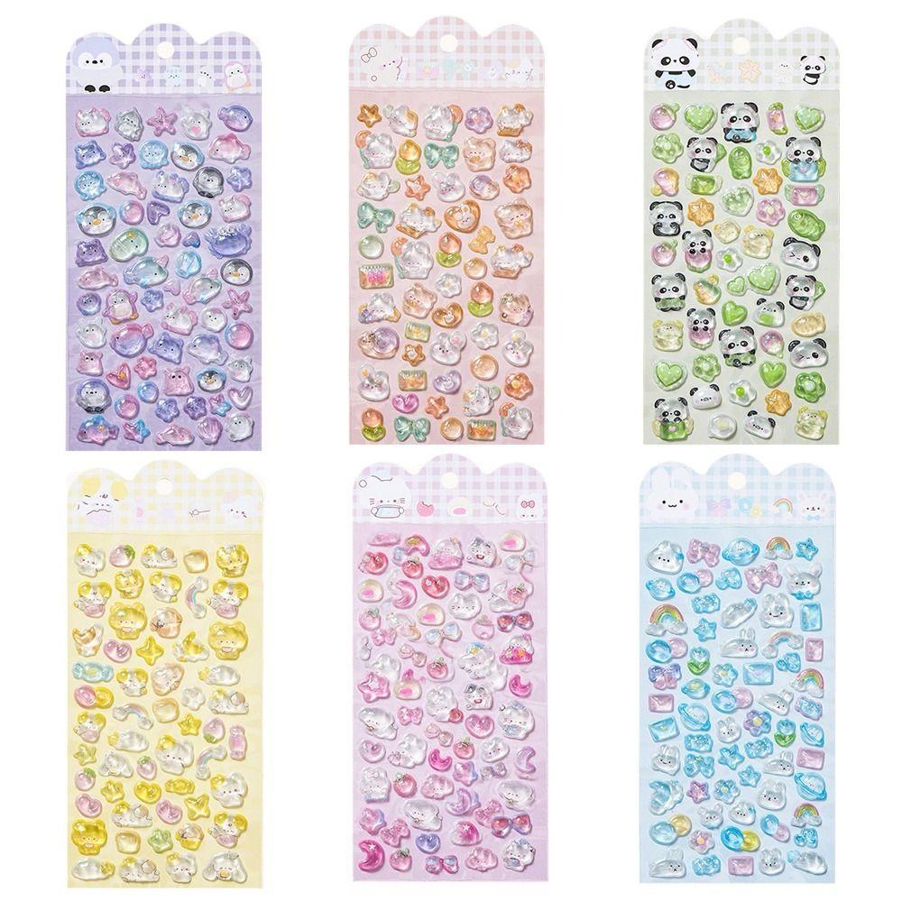 Embossed Animal 3D Crystal Sticker Melody DIY Crafts 3D Relief Stiers Drop Particle Decal PVC Cartoon Animal Sticker