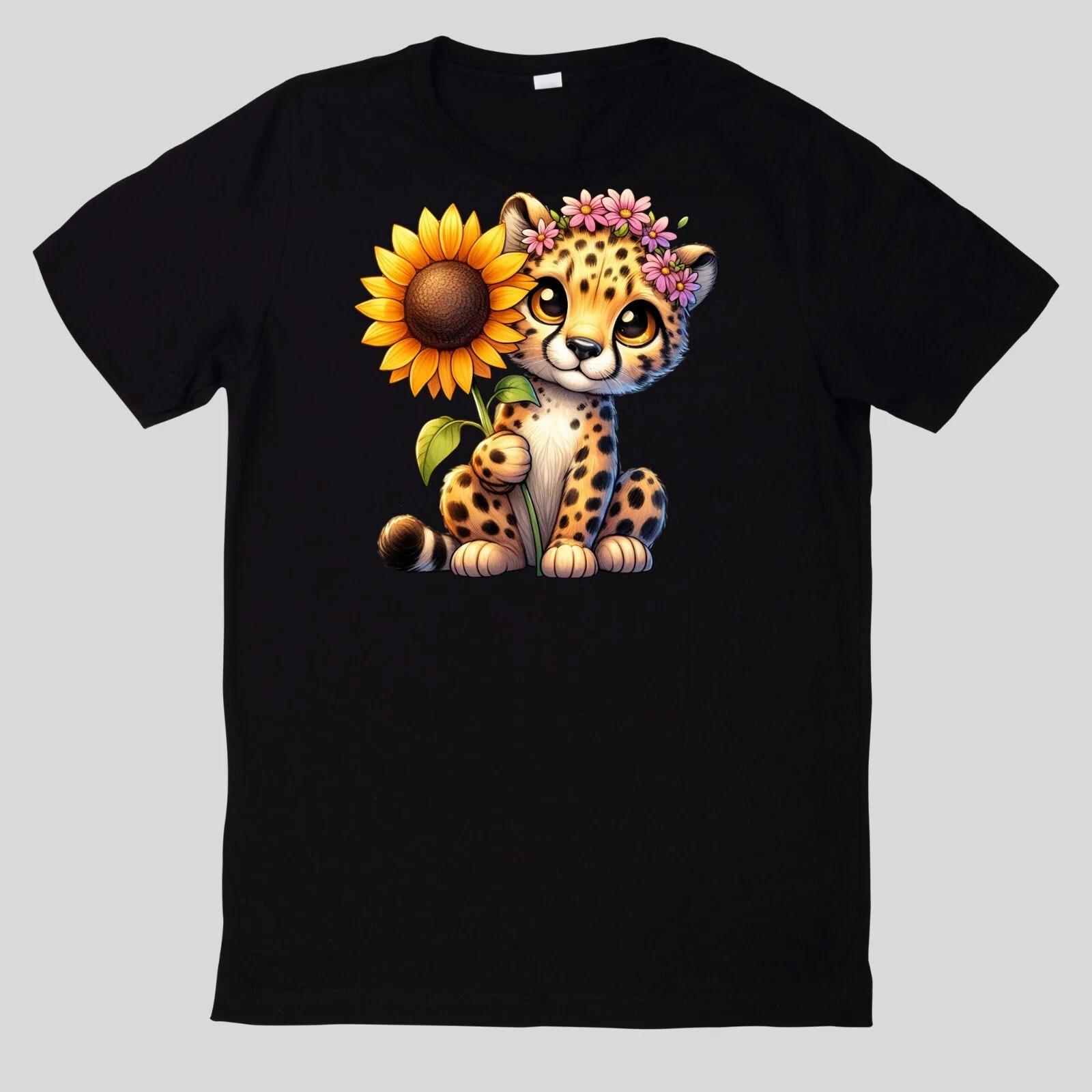 T-Shirt Sonnenblume süßes Tier Baumwolle Fun Spaß Sprüche Lustig Cartoon S