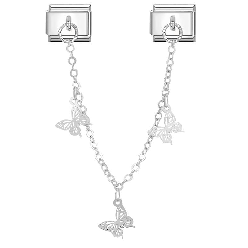 Fashion Butterfly Heart Devil Eyes Daisy Tassel Chain Italian Charm Links Fit 9MM Bracelet Stainless Steel Women DIY Making Gift