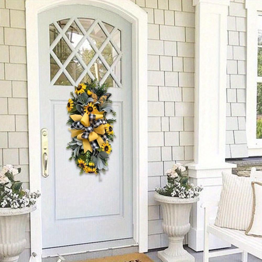 Teardrop Wreath Artificial Sunflower Wreath Summer Fake Sunflower Spring Sunflower Swag Door Hanging Wreath Simulation Hanging Wreath Spring Decor