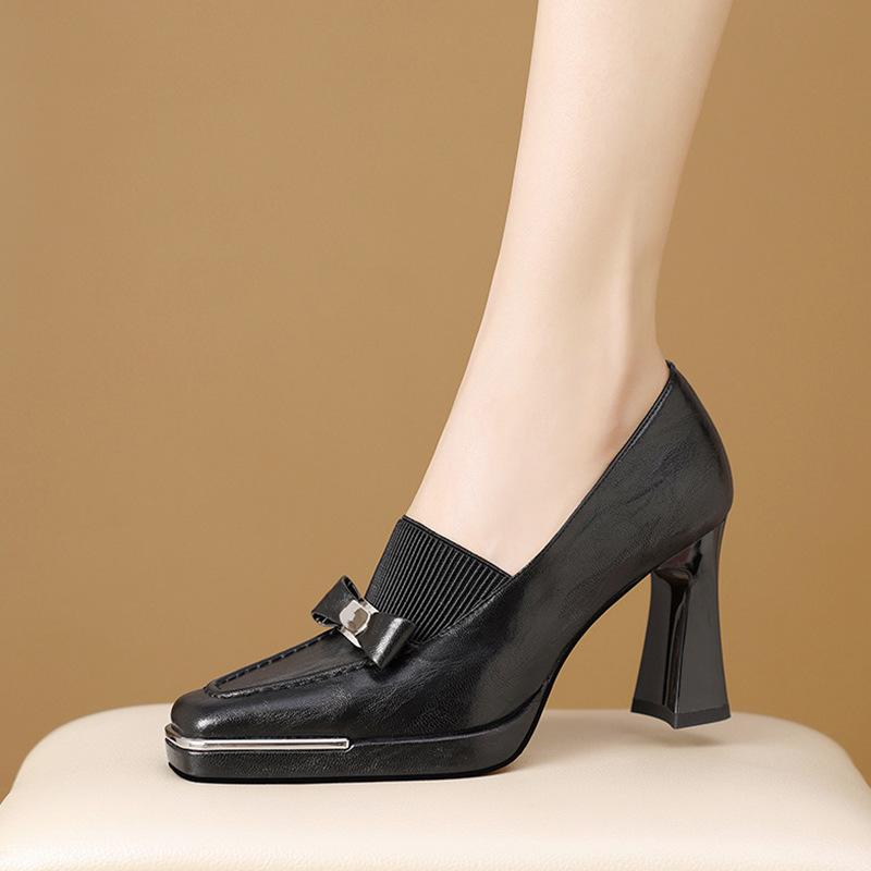 

2025 new autumn deep-mouth high-heeled shoes versatile waterproof platform thick-heeled single shoes square head fashionable and comfortable commuter 34