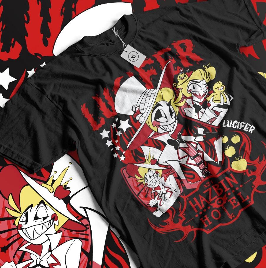 Hazbin Hotel Alastor Lucifer TShirt Hazbin Hotel Character Girl Shirts All Size
