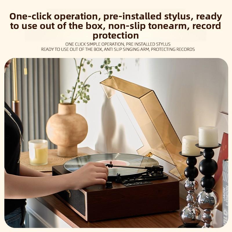 Vintage Vinyl Record Player Bluetooth Turntable, Retro Phonograph Stereo Speaker, Perfect Gift for Living Room