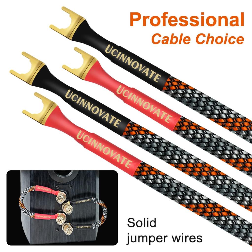 4 x 19cm Speaker Jumper HIFI Speaker Cables with 24k Gold Plated Pure Copper Flexible and Easy to Improves Sound Quality UCINNOVATE Cables, Plugs,