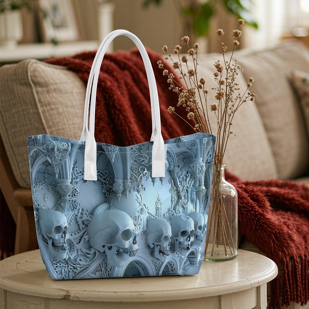 Gothic Skull Shoulder Bag Stylish Large Capacity Casual Tote for Daily Use