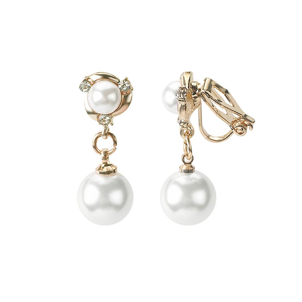 Non Pierced Simulated Pearl Clip On Earrings For Women Elegant Ear Jewelry Accessories