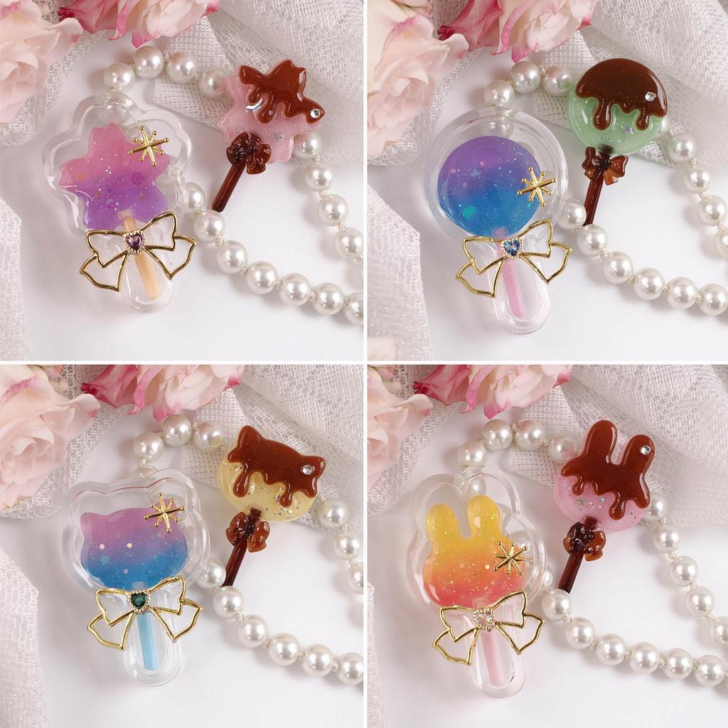 Cute Lollipop Quicksand Mold Handmade Pendant Silicone Mold Resin Casting Mold for DIY Keychain Jewelry Non-stick