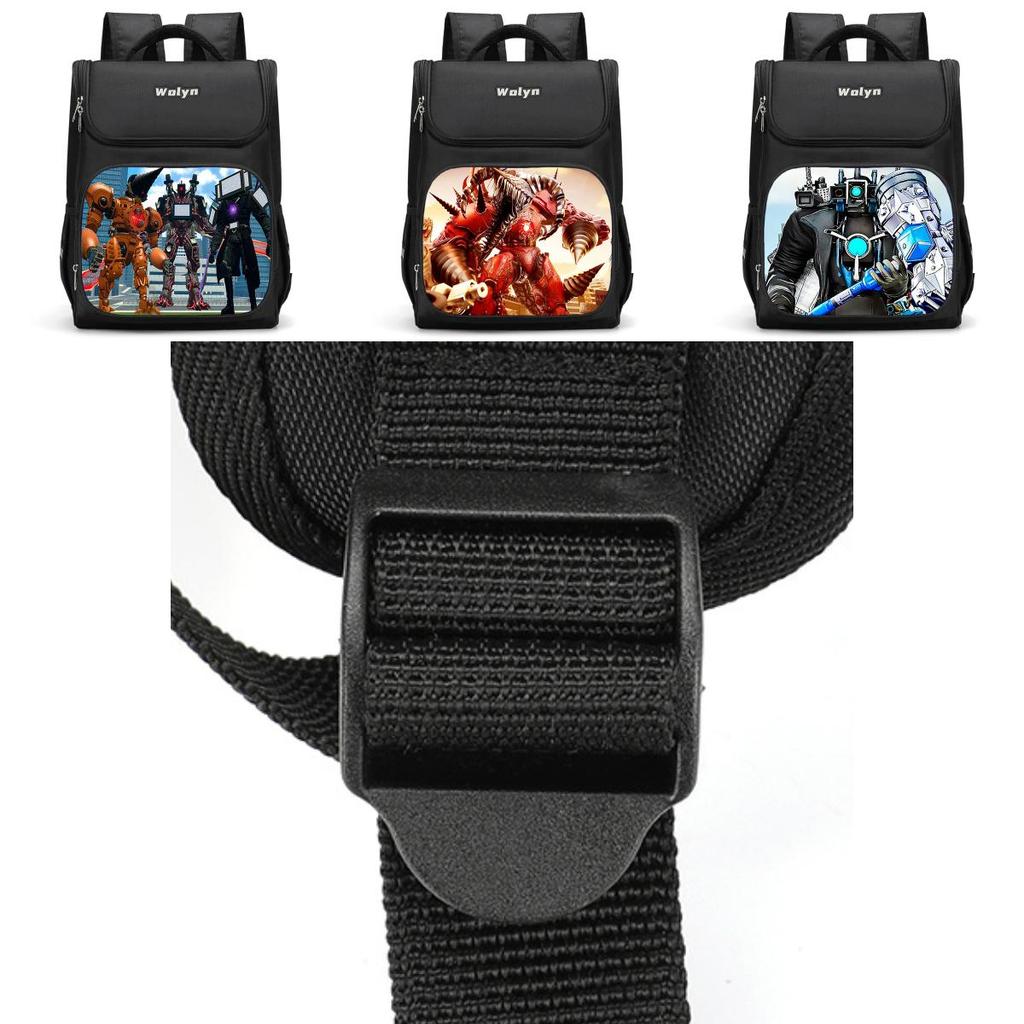 Trendy Nylon Student Backpack With Titan Monitoring Man Design For School Use