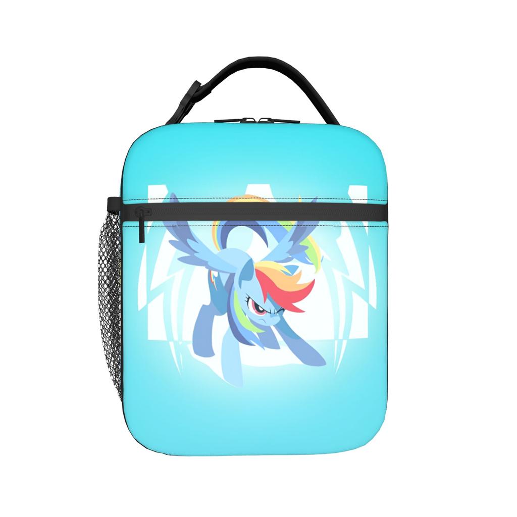 Custom Littles Ponyed Insulated Lunch Bags for Women Men Rainbow Dash Portable Thermal Cooler Bento Box Work School Travel