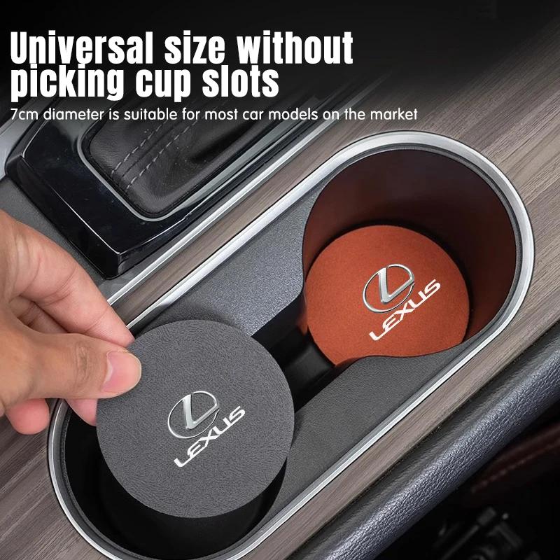 2Pcs Car Logo Coasters Leather Water Cup Non-Slip Mats For Lexus CT200h ES250 ES300h IS250 IS200 GS300 GS460 GX470 LS400 LX470 R