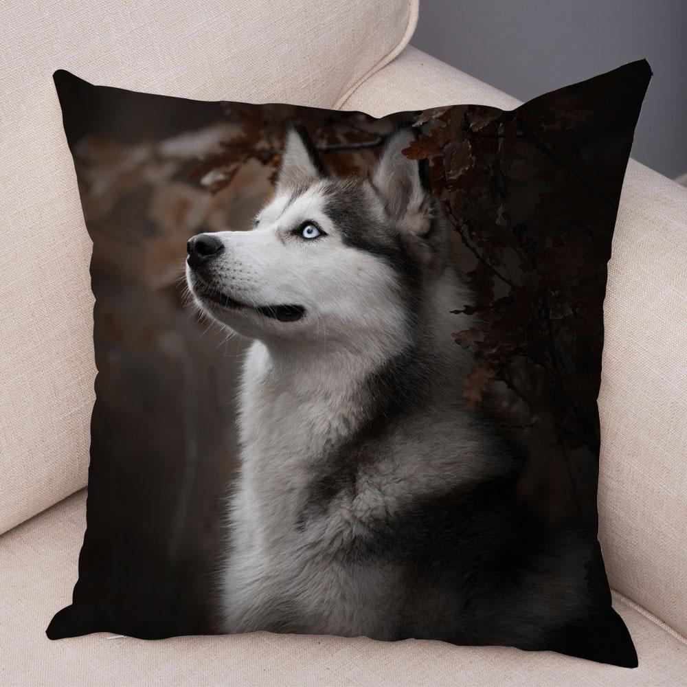 

Декоративная милая наволочка с сибирским хаски, супер мягкая наволочка с принтом собаки, животное, чехол для дивана 40x40cm