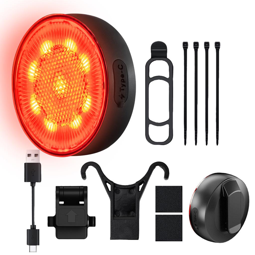 Bike Tail Light Rechargeable Brake Sensor Bicycles Rear Light Rechargeable Waterproof Taillight With 5 Lighting Modes For