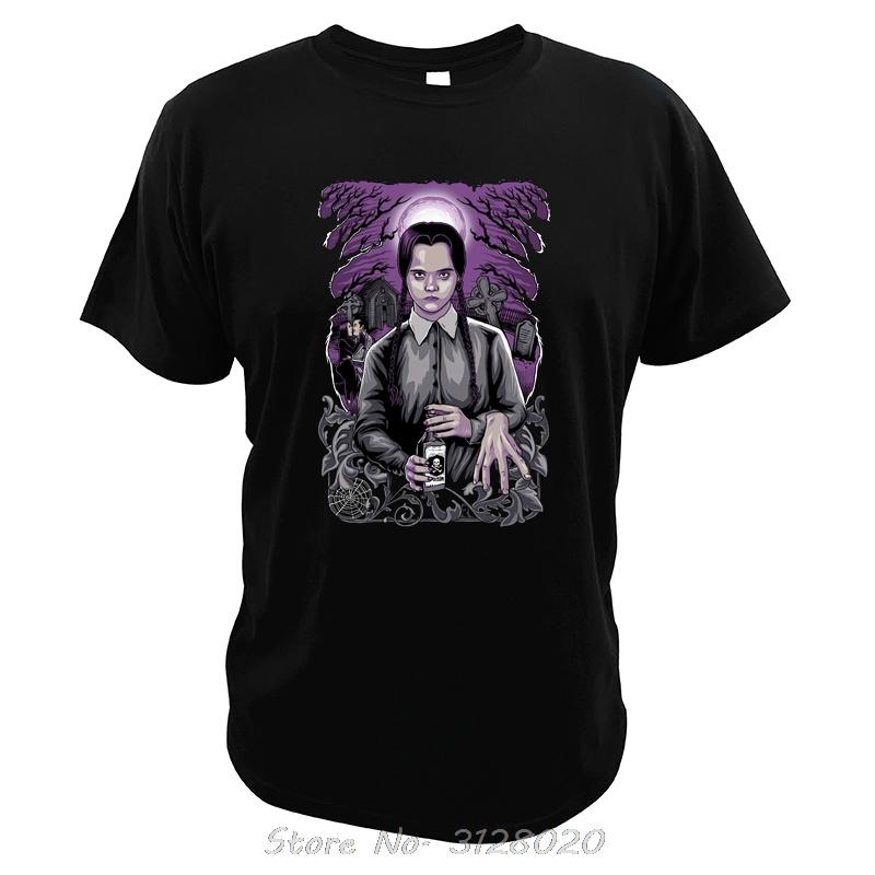 

New Men Cotton T Shirt Wednesday Addams Cemetary Comic Movie T-Shirt Tees Digital Print Short Sleeve Tops Clothing - Men s Su... S разноцветный