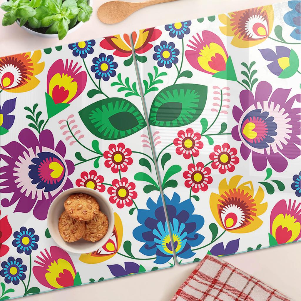 Deski Kuchenne Szklane Do Krojenia Z Grafiką Wzór Etniczny 2X40X52 Cm