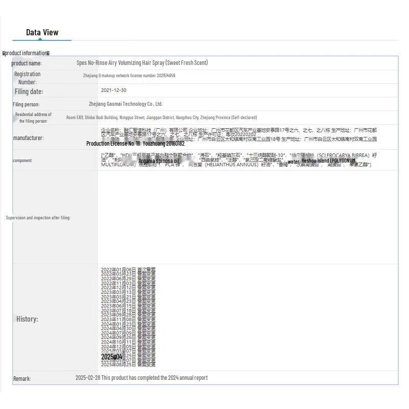 Spes Volumizing & Oil Control Dry Hair Spray