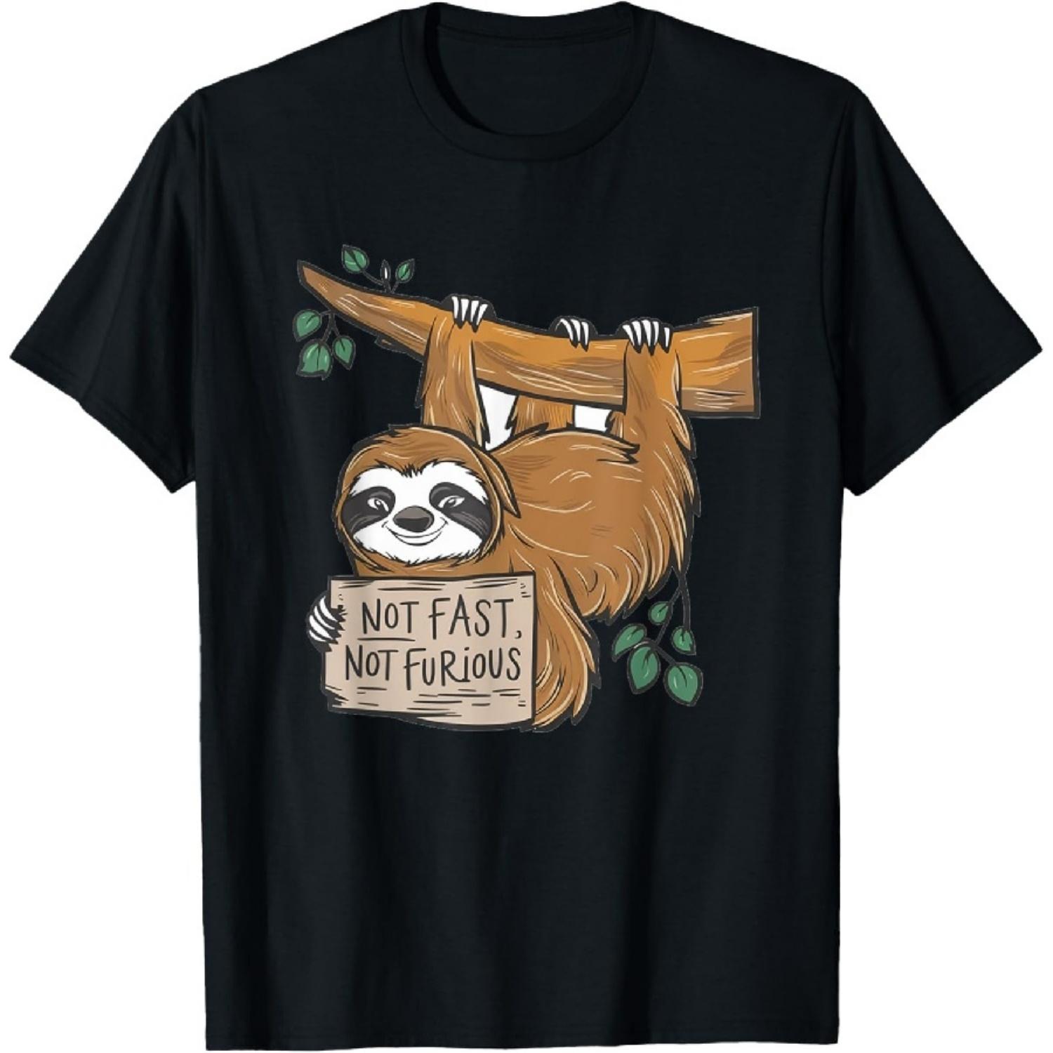 Милая футболка «Ленивец НЕ БЫСТРЫЙ НЕ ЯРОСТНЫЙ» XXXXXL чёрный