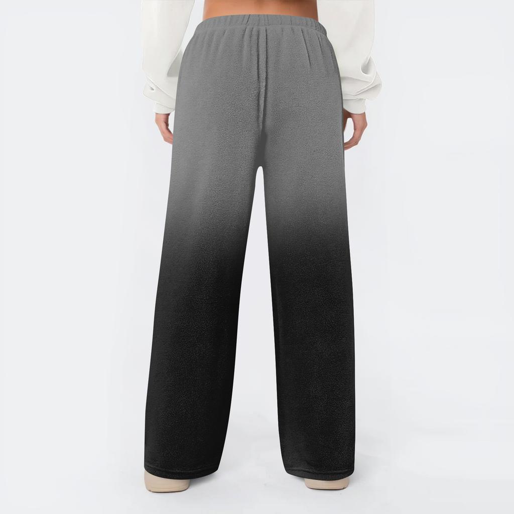 Women's Fleece Wide Leg  Elastic Waist Drawstring Loose Pants Drawstring Pajama Pants Sleepwear Trousers