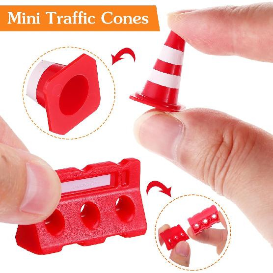 Kisangel 72 Pcs Road Sign Barricade Toy Kids Decor Mini Toys for Kids Childrens Play Sets Orange Cones Mini Safety Cones Mini Toy Traffic Cones