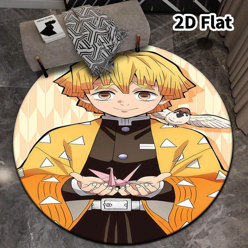 Demon Slayer Kimetsu No Yaiba Round Area Rug Carpet Rug For Living Room Bedroom Sofa Playroom Decor Nonslip Floor Mat