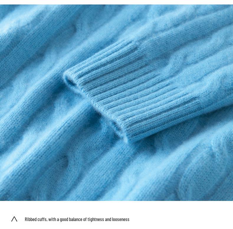 Women's Half-Zip Cashmere Sweater - Autumn/Winter Cable Knit, Gentle Style, Half-High Neck Base Layer.