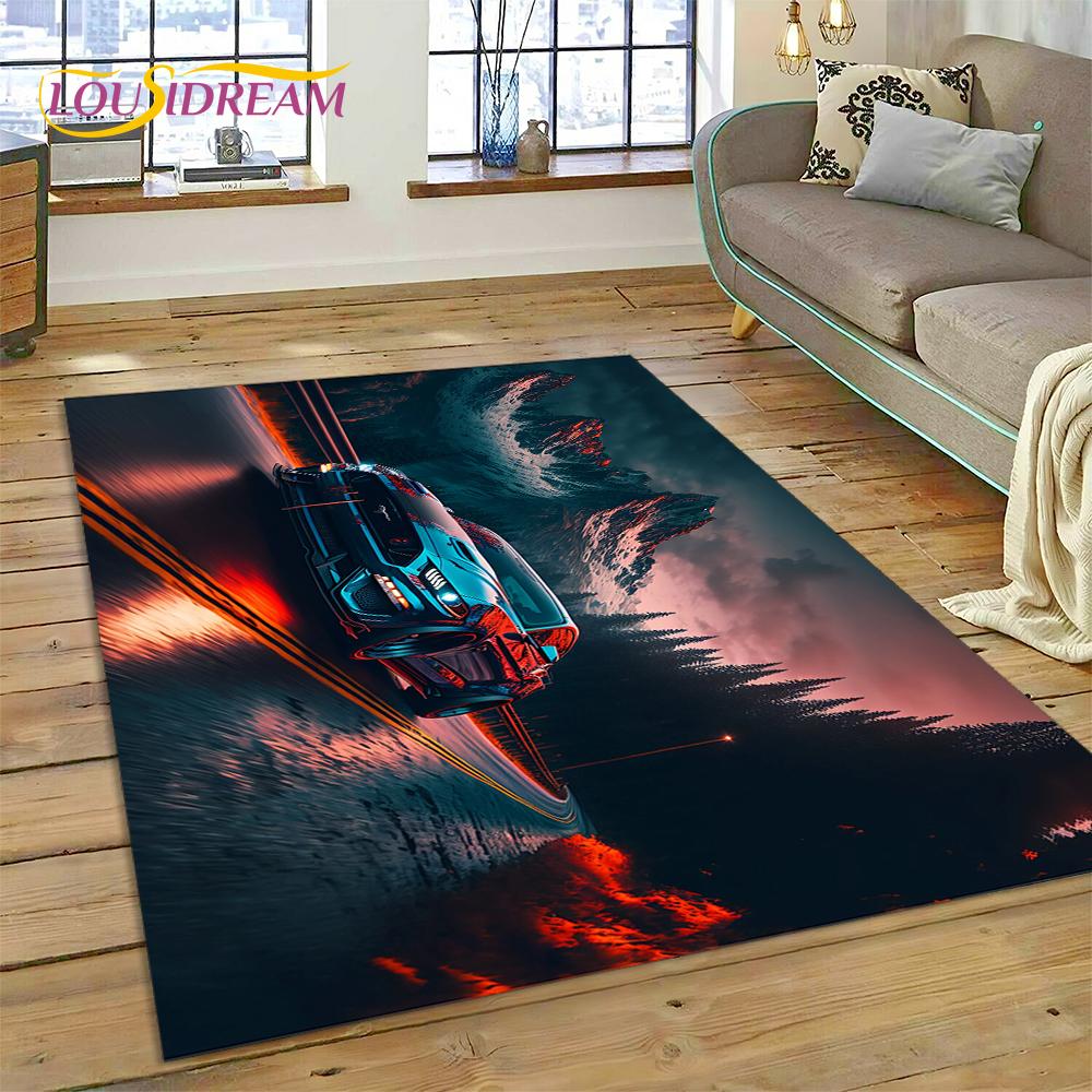 Classics 3D F-Ford GTR Mustang Car Rug Carpet for Living Room Bedroom Home Decor,Floor Mat Non-slip Decoration for Sofa Doormat