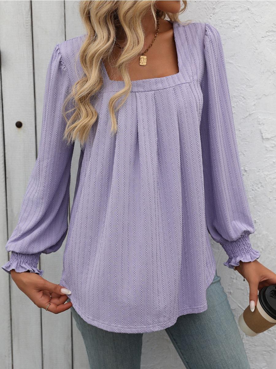 Однотонные повседневные свободные блузки для женщин — фото 7