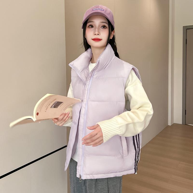 

Осень и зима пуховый хлопковый жилет женская одежда свободный стиль колледжа топ жилет жилет куртка XXL фиолетовый