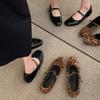 Leopard Square Toe Women Loafers Flats Fashion Shallow Buckle Shoes 2026 Spring Ladies Elegant Soft Sole Mary Jane Shoes