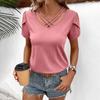 Ladies Casual Fashion Sexy V-neck Short-sleeved T-shirt
