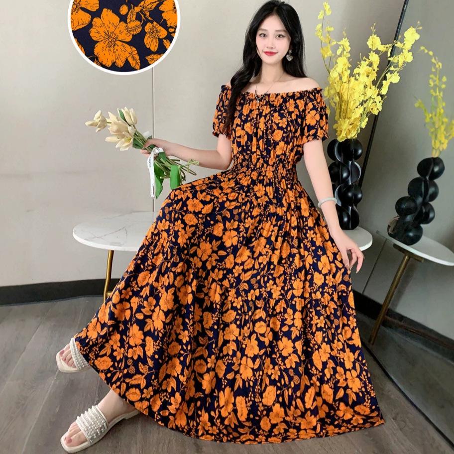 Off-Shoulder One-Neck Cotton Silk Dress Children's Summer Dress Bohemian Island Vacation Dress Travel Beach Dress