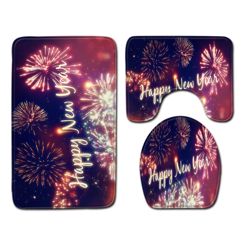 

Christmas Bathroom Floor Mat Toilet Three-Piece Set 45cmx75cm