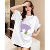 Summer New Chic Cartoon Cat Print T-shirt Women Clothing Fashion All-match Pure Cotton Basic Top Tee Office Lady Loose Pullovers