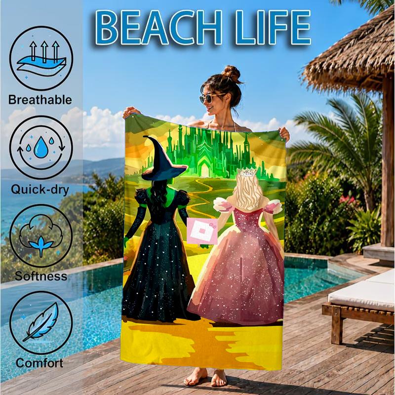 Magic witch And Friendship Beach Towel, Microfiber Beach Towel, Perfect For Pool, Beach, Travel, Home Decor Beach Party Fan gifts