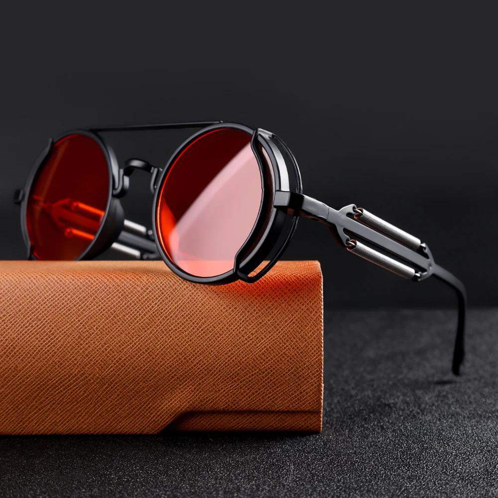 Vintage Punk Round Frame Sunglasses Men Women Glasses Small Lens Brand Designer Sun Glasses UV400 Outdoor Sports Eyewear Anti-UV