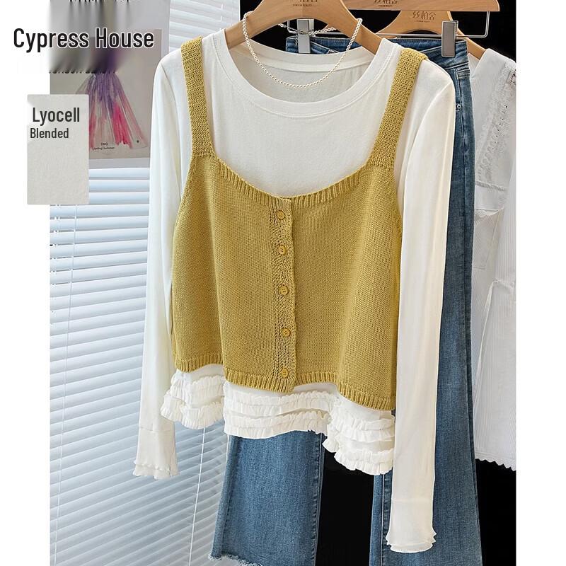 Women s Long-Sleeve T-Shirt & Vest Two-Piece Set XL