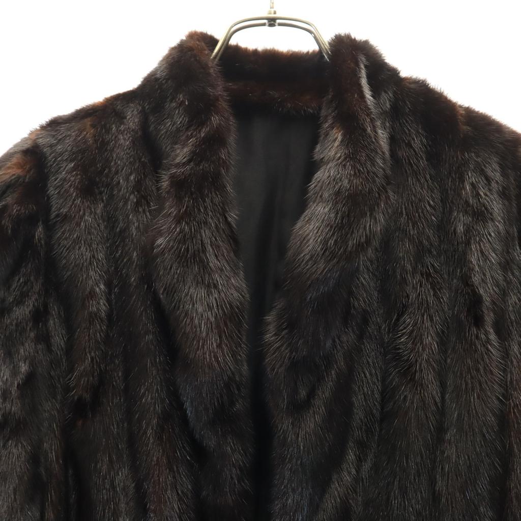 Reversible Fur Coat Dark Brown Women Used