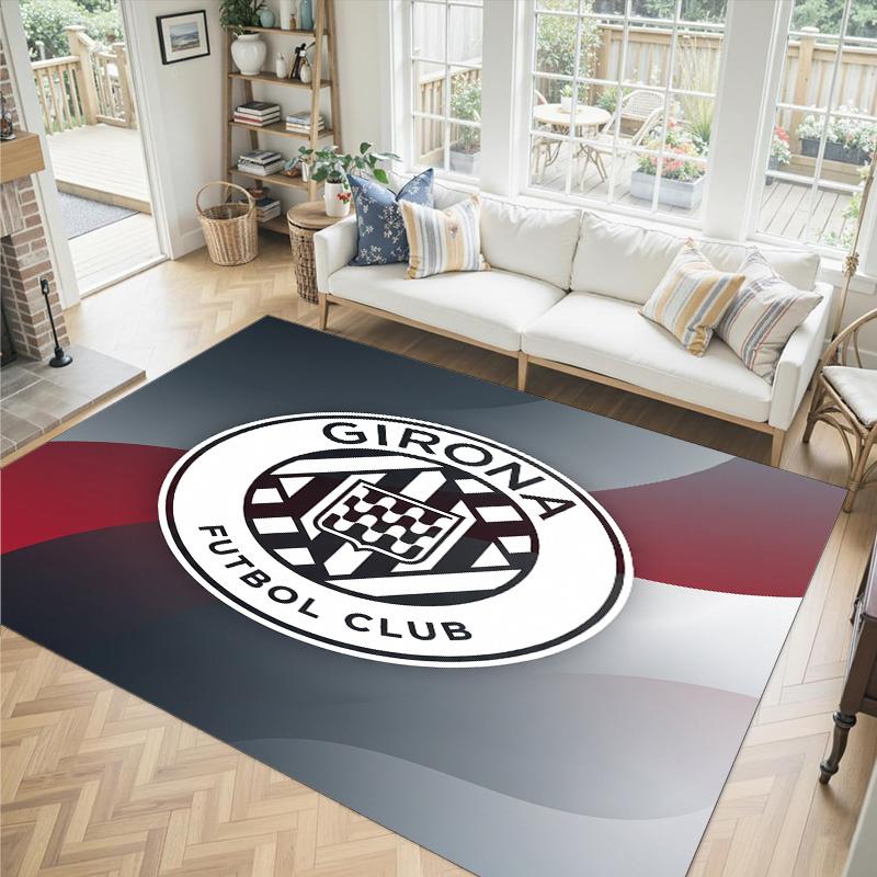 Girona FC Design Crystal Velvet Carpet Cozy Non?Slip Printed Rug For Bedroom Living Room Entrance
