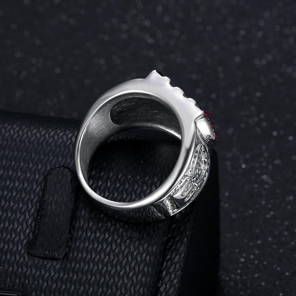 S925 Silver Ring Hip-hop Ring Gold-plated Diamond Virgin Mary Men's Ring