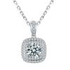 Luxury Female Crystal White Zircon Stone Pendant Necklace Vintage Silver Color Wedding  For Women