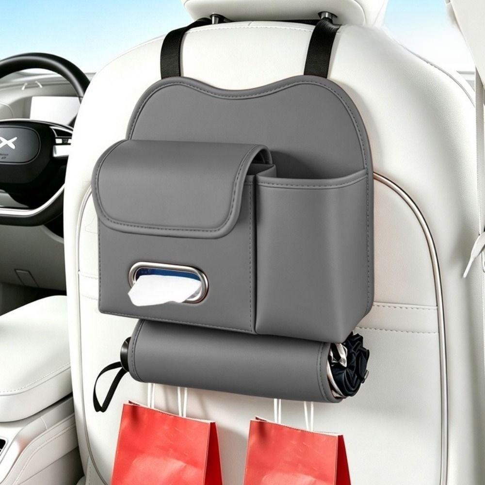 Space Saving Car Backseat Organizer PU Leather Car Seat Back Tissue Box Car Cup Holder Rear Seat