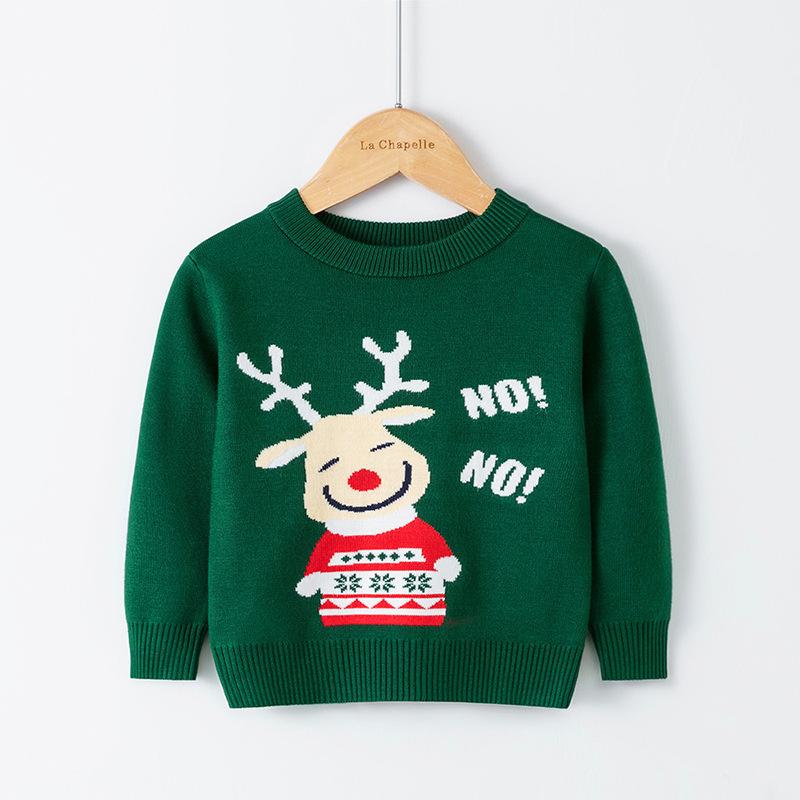 New Christmas Reindeer Sweaters for Children, Autumn and Winter Knitted Sweaters for Boys, Girls and Babies