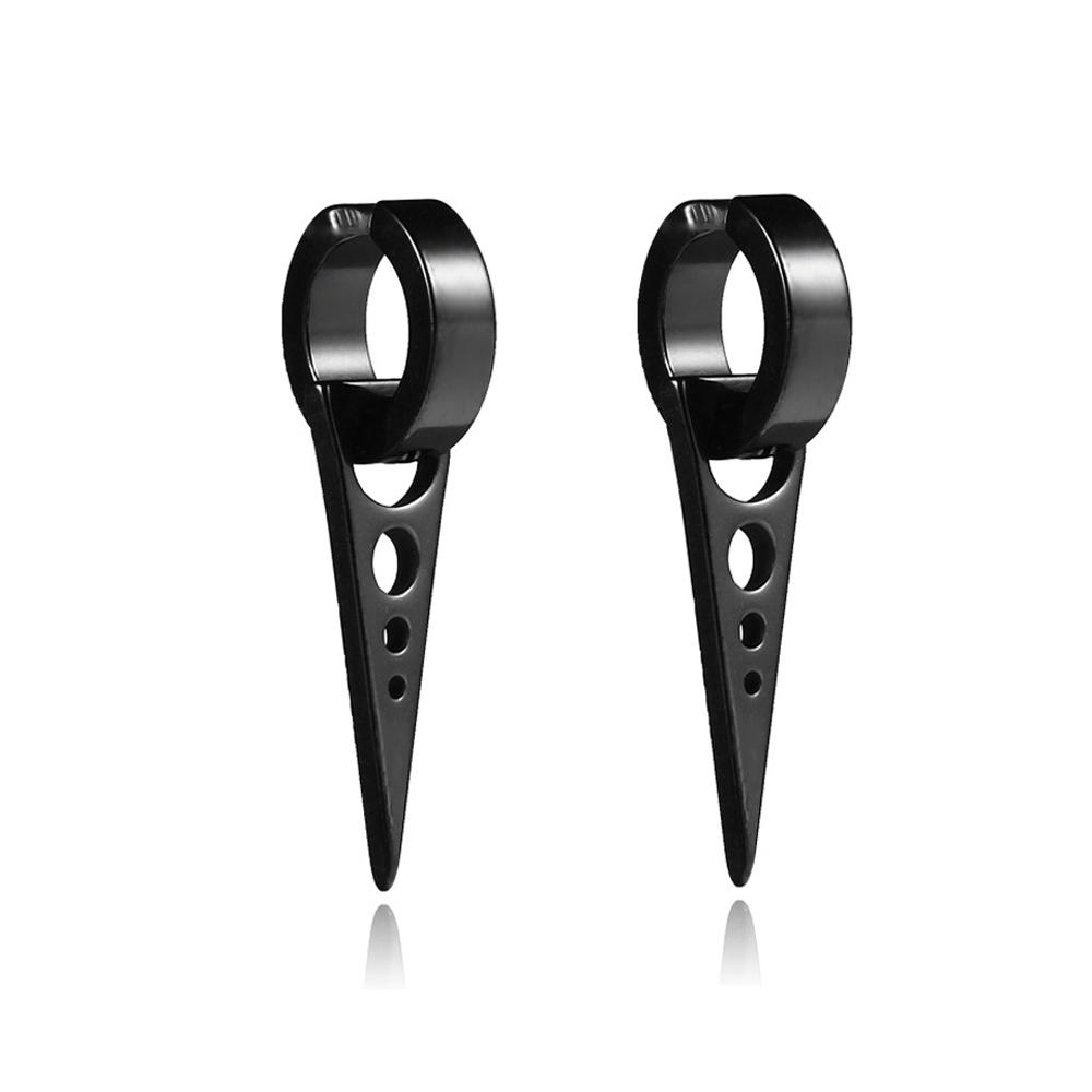 Set di 2 orecchini a cerchio pendenti con catena lunga a croce in acciaio inossidabile per uomo donna Regali Tono Nero/Argento