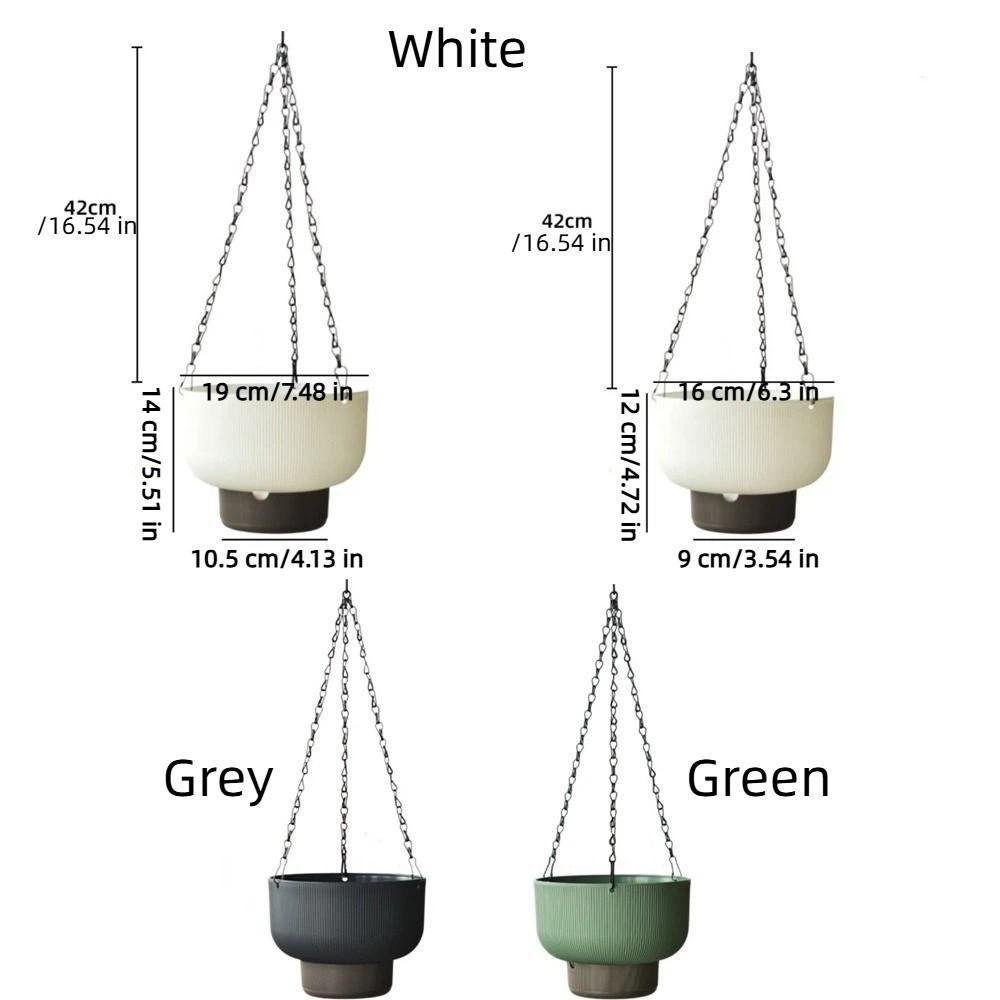 Drainage Self Watering Hanging Planters Chain Hooks Vertical Flowerpot  Indoor Plants