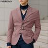 INCERUN Men Lapel Long Sleeve Front Cross Casual Loose Blazer Coats